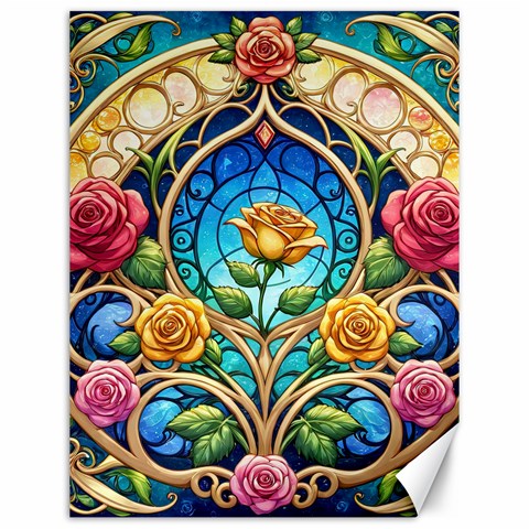 Roses Floral Stained Glass Vibrant Canvas 12  x 16  from ArtsNow.com 11.86 x15.41  Canvas - 1