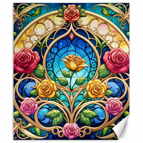 Roses Floral Stained Glass Vibrant Canvas 20  x 24  from ArtsNow.com 19.57 x23.15  Canvas - 1