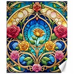 Roses Floral Stained Glass Vibrant Canvas 20  x 24 