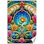 Roses Floral Stained Glass Vibrant Canvas 20  x 30 