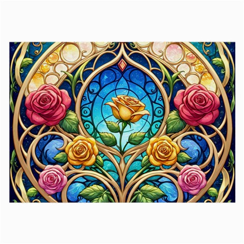 Roses Floral Stained Glass Vibrant Large Glasses Cloth (2 Sides) from ArtsNow.com Front