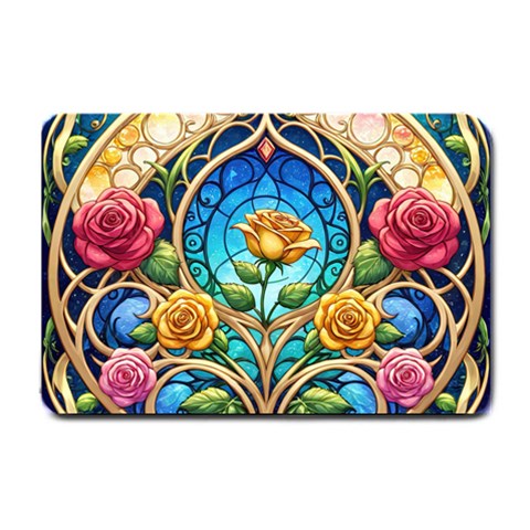 Roses Floral Stained Glass Vibrant Small Doormat from ArtsNow.com 24 x16  Door Mat