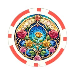 Roses Floral Stained Glass Vibrant Poker Chip Card Guard from ArtsNow.com Front