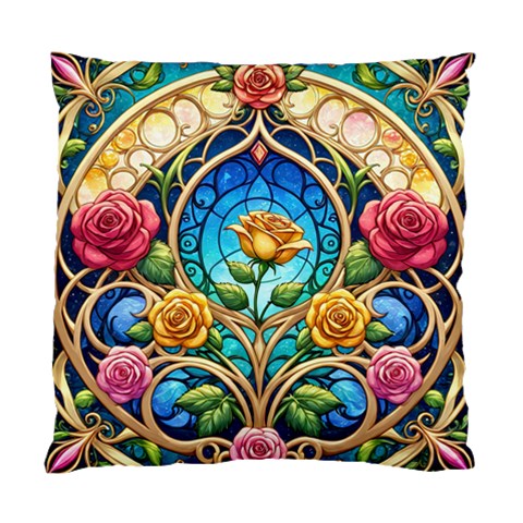 Roses Floral Stained Glass Vibrant Standard Cushion Case (Two Sides) from ArtsNow.com Front