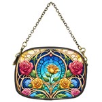 Roses Floral Stained Glass Vibrant Chain Purse (Two Sides)