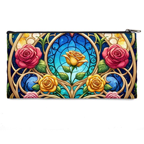 Roses Floral Stained Glass Vibrant Pencil Cases from ArtsNow.com Back