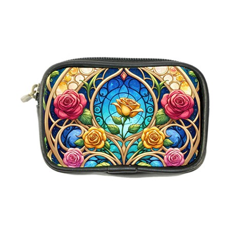 Roses Floral Stained Glass Vibrant Coin Purse from ArtsNow.com Front