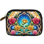 Roses Floral Stained Glass Vibrant Digital Camera Leather Case