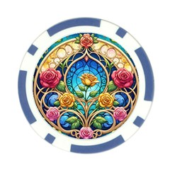 Roses Floral Stained Glass Vibrant Poker Chip Card Guard (10 pack) from ArtsNow.com Front