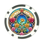 Roses Floral Stained Glass Vibrant Poker Chip Card Guard (10 pack)