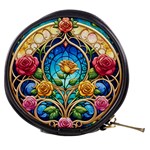 Roses Floral Stained Glass Vibrant Mini Makeup Bag