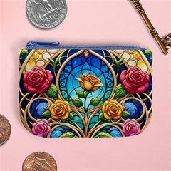 Roses Floral Stained Glass Vibrant Mini Coin Purse from ArtsNow.com Front