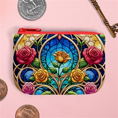 Roses Floral Stained Glass Vibrant Mini Coin Purse from ArtsNow.com Front