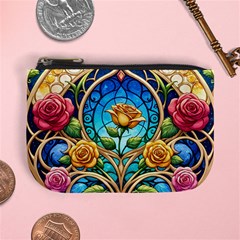 Roses Floral Stained Glass Vibrant Mini Coin Purse from ArtsNow.com Front