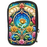 Roses Floral Stained Glass Vibrant Compact Camera Leather Case