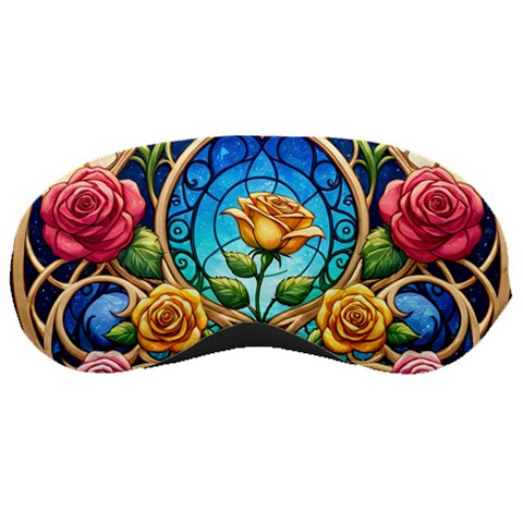 Roses Floral Stained Glass Vibrant Sleep Mask from ArtsNow.com Front