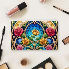 Roses Floral Stained Glass Vibrant Cosmetic Bag (Medium) from ArtsNow.com Back