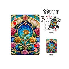 Roses Floral Stained Glass Vibrant Playing Cards 54 Designs (Mini) from ArtsNow.com Front - Heart2