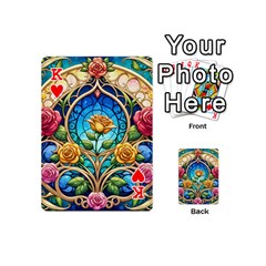 King Roses Floral Stained Glass Vibrant Playing Cards 54 Designs (Mini) from ArtsNow.com Front - HeartK