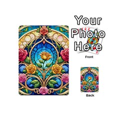 Roses Floral Stained Glass Vibrant Playing Cards 54 Designs (Mini) from ArtsNow.com Back