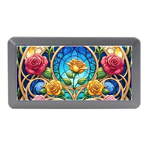 Roses Floral Stained Glass Vibrant Memory Card Reader (Mini) from ArtsNow.com Front