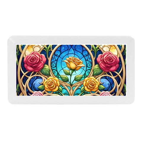 Roses Floral Stained Glass Vibrant Memory Card Reader (Mini) from ArtsNow.com Front