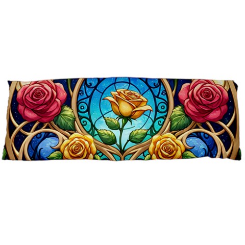 Roses Floral Stained Glass Vibrant One Side Body Pillow Cases from ArtsNow.com Body Pillow Case