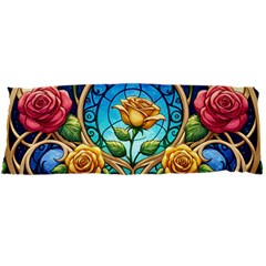 Roses Floral Stained Glass Vibrant 21 x60  Body Pillow Case Dakimakura (Two Sides) from ArtsNow.com Back