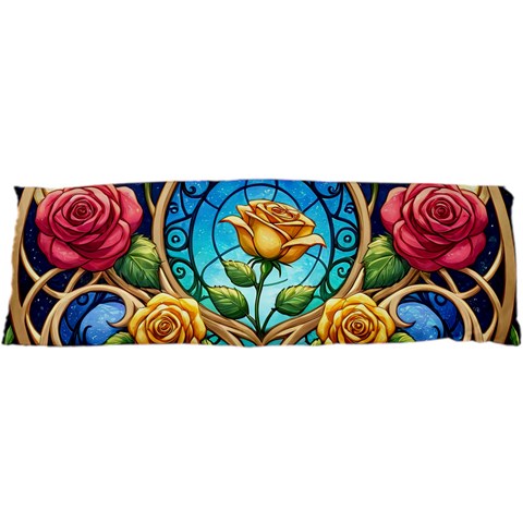 Roses Floral Stained Glass Vibrant 21 x63  Body Pillow Case Dakimakura (Two Sides) from ArtsNow.com Front