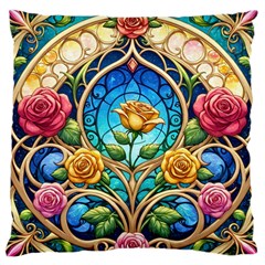 Roses Floral Stained Glass Vibrant Large Cushion Case (Two Sides) from ArtsNow.com Front