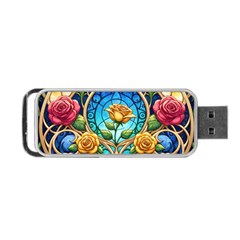 Roses Floral Stained Glass Vibrant Portable USB Flash (Two Sides) from ArtsNow.com Back