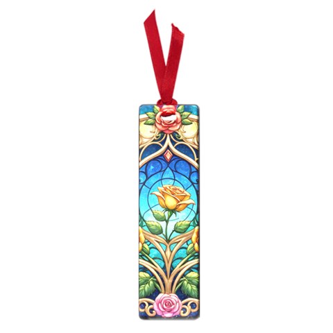 Roses Floral Stained Glass Vibrant Small Book Marks from ArtsNow.com Front