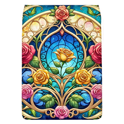 Roses Floral Stained Glass Vibrant Removable Flap Cover (L) from ArtsNow.com Front