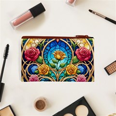 Roses Floral Stained Glass Vibrant Cosmetic Bag (XS) from ArtsNow.com Back