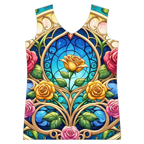 Roses Floral Stained Glass Vibrant Women s Basketball Tank Top from ArtsNow.com Front