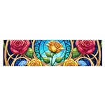 Roses Floral Stained Glass Vibrant Oblong Satin Scarf (16  x 60 )