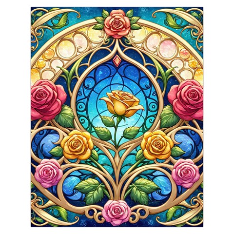 Roses Floral Stained Glass Vibrant Toiletries Pouch from ArtsNow.com Back