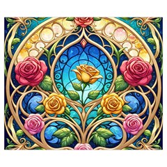 Roses Floral Stained Glass Vibrant Medium Tote Bag from ArtsNow.com Front