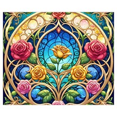 Roses Floral Stained Glass Vibrant Zipper Medium Tote Bag from ArtsNow.com Front