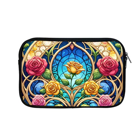 Roses Floral Stained Glass Vibrant Apple MacBook Pro 13  Zipper Case from ArtsNow.com Front