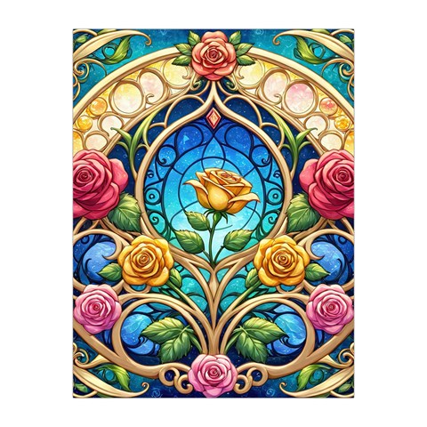 Roses Floral Stained Glass Vibrant Medium Tapestry from ArtsNow.com Front