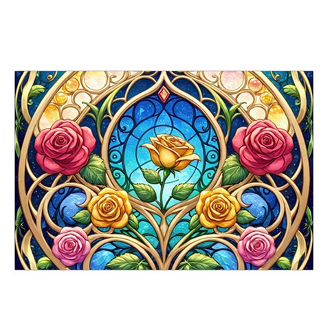 Roses Floral Stained Glass Vibrant Belt Pouch Bag (Small) from ArtsNow.com Loop