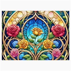 Roses Floral Stained Glass Vibrant Roll Up Canvas Pencil Holder (M) from ArtsNow.com Front