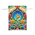 Roses Floral Stained Glass Vibrant Lightweight Drawstring Pouch (S)