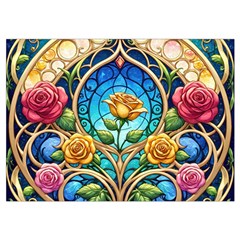 Roses Floral Stained Glass Vibrant Wristlet Pouch Bag (Small) from ArtsNow.com Belt Loop