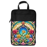 Roses Floral Stained Glass Vibrant Foldable Shoe Storage Bag