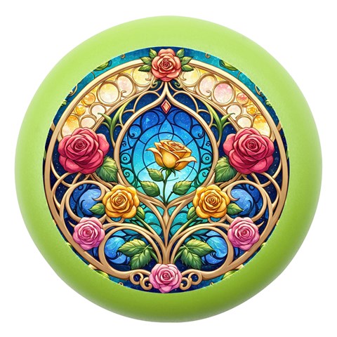 Roses Floral Stained Glass Vibrant Dento Box with Mirror from ArtsNow.com Front