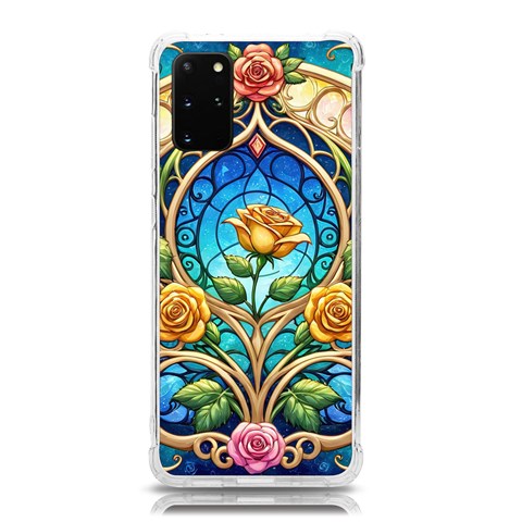 Roses Floral Stained Glass Vibrant Samsung Galaxy S20 Plus 6.7 Inch TPU UV Case from ArtsNow.com Front