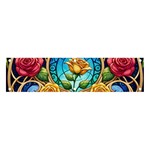 Roses Floral Stained Glass Vibrant Banner and Sign 4  x 1 