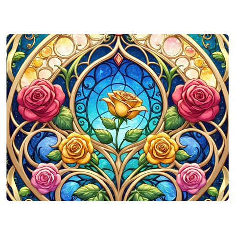 Roses Floral Stained Glass Vibrant Two Sides Premium Plush Fleece Blanket (Baby Size) from ArtsNow.com 40 x30  Blanket Front